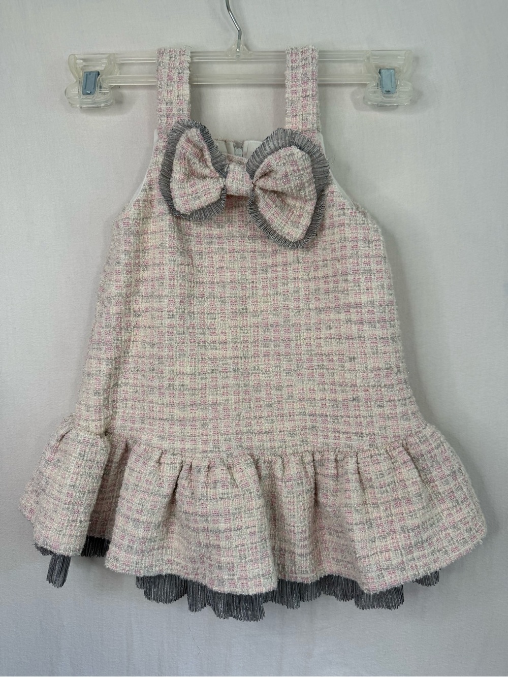 Girls' Pink Tweed Bow Dress - Rare Editions Size 18m